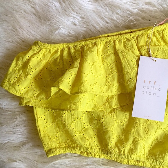 NWT📌 Zara Eyelet One Shoulder Ruffle Crop Top - Picture 5 of 8